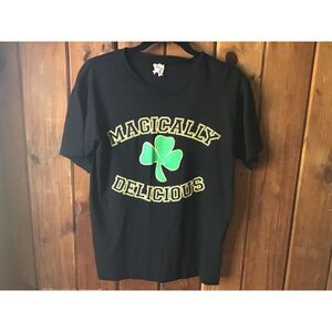 Keya Black St Patricks Day Shamrock Clover Graphic Tee T Shirt Mens Size Small